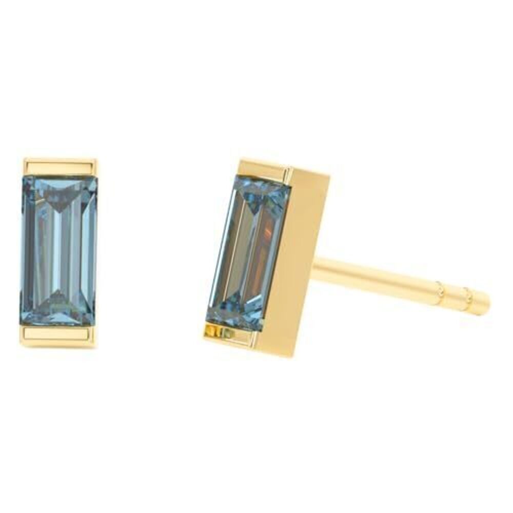 3669 Aquamarine Stud Earrings , Rectangle Stud Earrings - Hypoallergenic